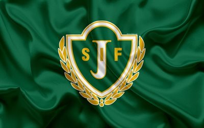 Jonkopings FC, 4k, Swedish football club, logo, emblem, Allsvenskan, football, Jonkoping, Sweden, silk flag, Swedish Football Championships