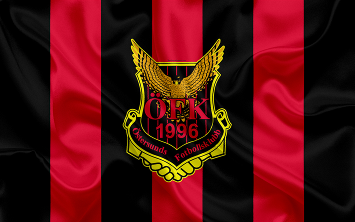 Ostersunds FC, 4k, svedese football club, logo, stemma, Allsvenskan, calcio, Ostersund, Svezia, Emmland, seta, bandiera, del Campionato di Calcio svedese