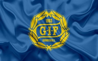 Sundsvall FC, 4k, Swedish football club, logo, emblem, Allsvenskan, football, Norrporten Arena, Sundsvall, Sweden, silk flag, Swedish Football Championships, GIF Sundsvall