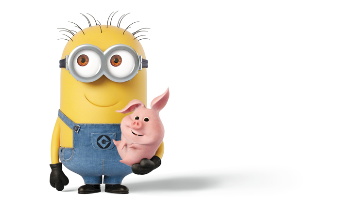 Despicable Me 3, 2017, minions, Kevin, 3d pink pig, characters
