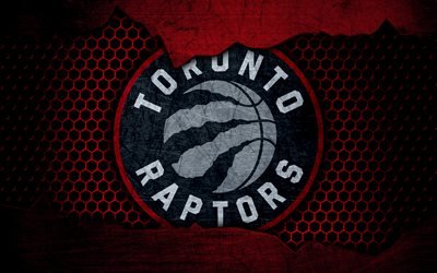 Toronto Raptors, 4k, logo, NBA, basketball, Eastern Conference, USA, grunge, metal texture, Atlantic Division