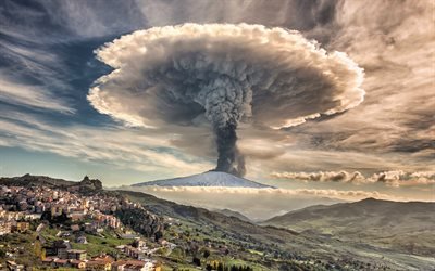 Mount Etna, 4k, eruption, stratovolcano, Sicily, Italy