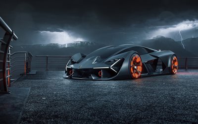 Lamborghini Terzo Millennio, night, 2019 cars, lightings, italian cars, hypercars, Terzo Millennio, supercars, Lamborghini
