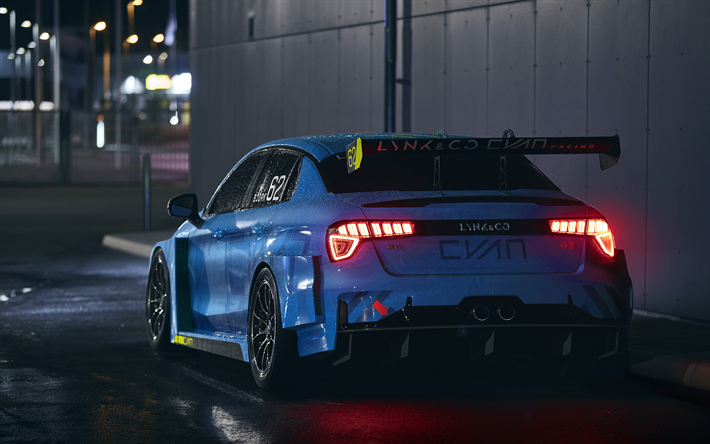 Lynk Co 03 Cian Carreras Concepto de 2018, vista posterior, coche de carreras, tuning, a la noche, conceptos