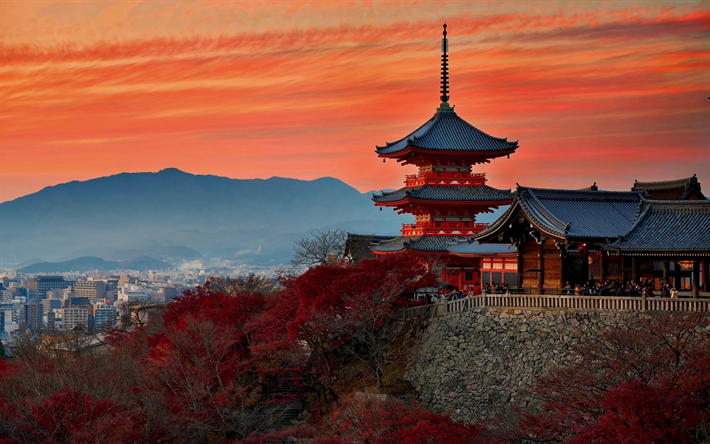 ダウンロード画像 日本の寺 建築 夕日 夜 京都 日本 フリー のピクチャを無料デスクトップの壁紙