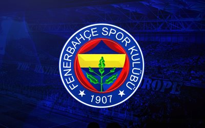 Fenerbahce SK, fan art, logo, Super Lig, Turkish football club, blue background, football, soccer, Fenerbahce FC, Istanbul, Turkey