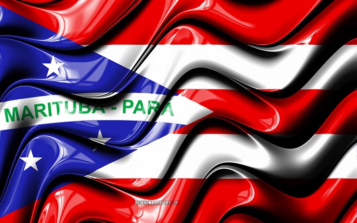 Marituba Bandeira, 4k, Cidades do Brasil, Am&#233;rica Do Sul, Bandeira de Marituba, Arte 3D, Marituba, Cidades brasileiras, Marituba 3D bandeira, Brasil