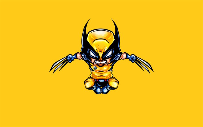 Download wallpapers Wolverine, 4k, Logan, yellow background, superheroes,  James Howlett, minimal, X-Men, Marvel Comics for desktop free. Pictures for  desktop free