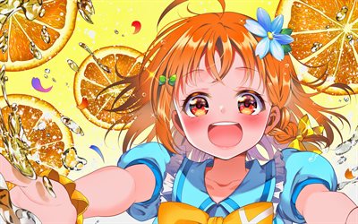 Chika Takami, 4k, manga, Love Live Sunshine, artwork, protagonist, Takami Chika