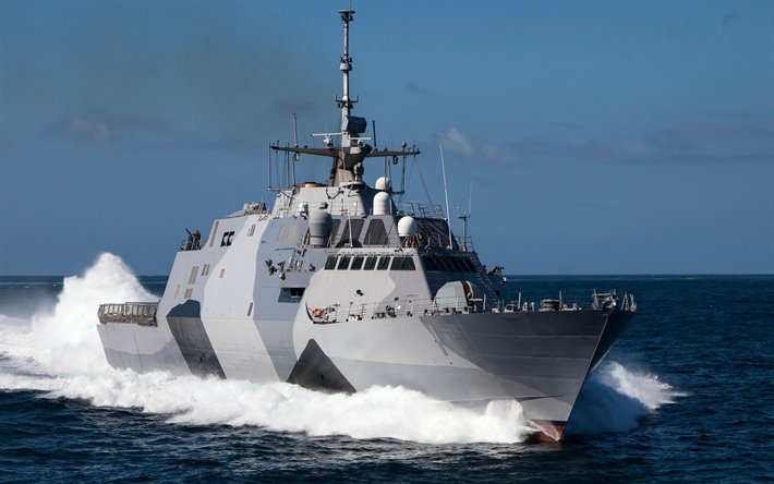 4k, USS Freedom, sea, littoral combat ships, LCS-1, United States Navy, US army, battleship, LCS, US Navy, Freedom-class