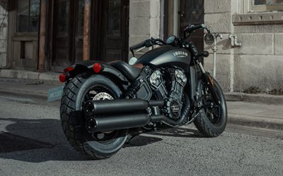 Indian Scout, Bobber, side view, matte black motorcycle, american motorcycles, Indian
