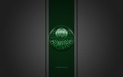 SE Palmeiras, Brazilian football club, Serie A, Green logo, Green carbon fiber background, football, Sao Paulo, Brazil, Palmeiras logo, Sociedade Esportiva Palmeiras