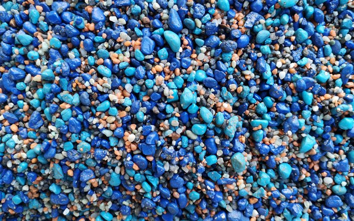 blaue kieselsteine, textur, blau, steine, hintergrund mit blauer kies, blaue steine, blauen kies