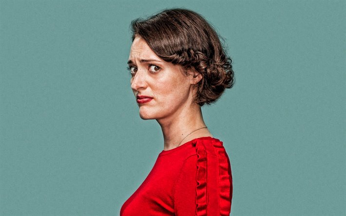 Phoebe Waller-Pont, actrice anglaise, portrait, robe rouge, photoshoot, Phoebe Marie Waller-Pont
