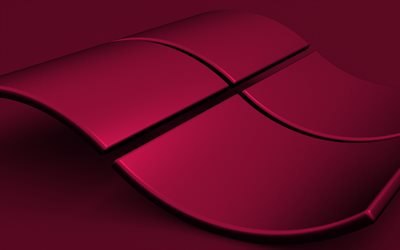 De color Morado oscuro con el logotipo de Windows, Windows logo en 3d, de color P&#250;rpura oscuro de fondo, emblema de Windows, Windows onda logotipo de Windows