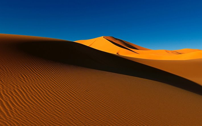 砂漠, 砂丘, 砂波, アフリカ, 夕日, 夜