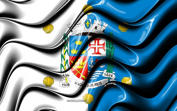 Angra dos Reis Lippu, 4k, Kaupungeissa Brasiliassa, Etel&#228;-Amerikassa, Lipun Angra dos Reis, 3D art, Angra dos Reis, Brasilian kaupungeissa, Angra dos Reis 3D flag, Brasilia