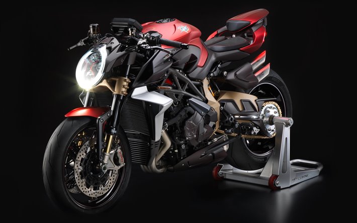MV Agusta Brutale800, 2019, フロントビュー, 赤黒スポーツバイク, イタリアのスポーツバイク, MV Agusta