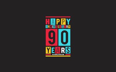 90th Anniversary, Anniversary Flat Background, 90 Years Anniversary, Creative Flat Art, 90th Anniversary sign, Colorful Abstraction, Anniversary Background