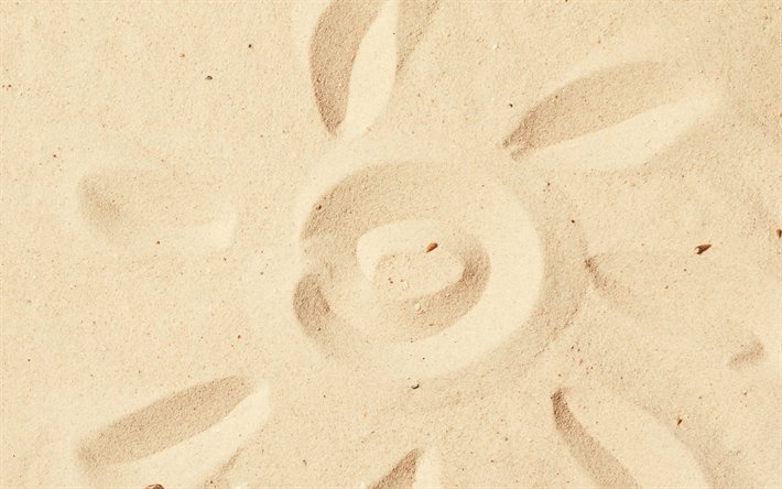del sole sulla sabbia, il disegno nella sabbia, sabbia texture, estate concetti, viaggi