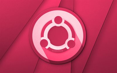 Ubuntu vaaleanpunainen logo, 4k, luova, Linux, vaaleanpunainen materiaali suunnittelu, Ubuntu-logo, merkkej&#228;, Ubuntu