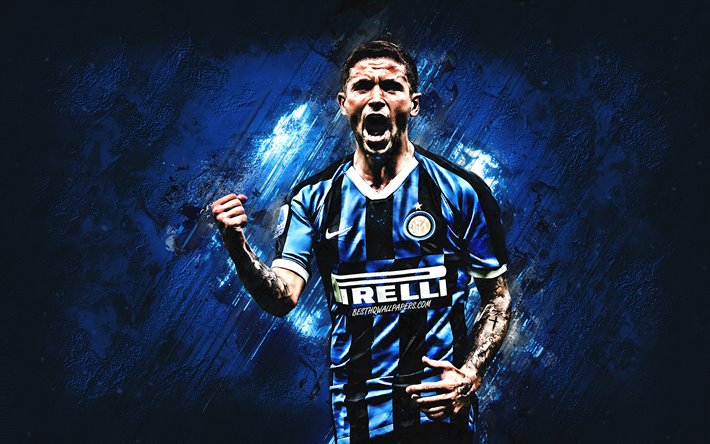 Stefano Sensi, FC Internazionale, portrait, Inter Milan, Serie A, Italy, italian footballer, midfielder, football, blue stone background
