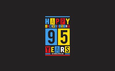 95th anniversary, jubil&#228;um, flache hintergrund -, 95 jahre jubil&#228;um, kreative, flach, kunst, 95th anniversary-zeichen, bunte abstraktion, hintergrund