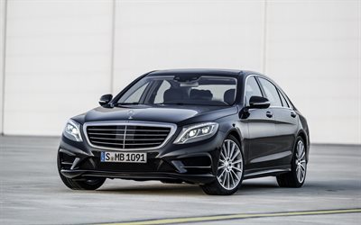 Mercedes-Benz s500, 2016, w222, voitures de luxe, Mercedes noire