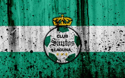 4k, FC Santos Laguna, grunge, Liga MX, soccer, art, Primera Division, football club, Mexico, Santos Laguna, stone texture, Pachuca FC