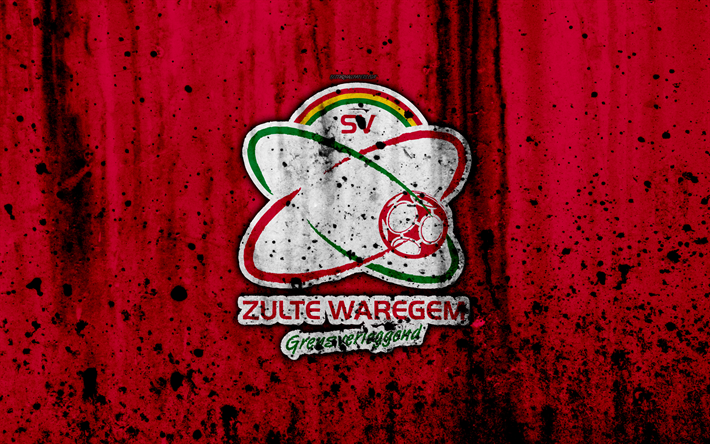 4k, FC Zulte Waregem, grunge, ESL Pro League, logo, futebol, clube de futebol, B&#233;lgica, arte, Zulte Waregem, textura de pedra, Zulte Waregem FC
