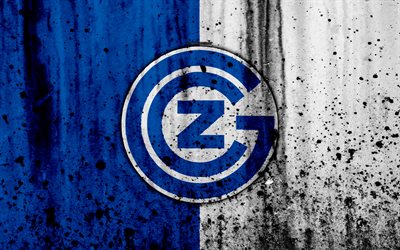 Grasshoppers FC, 4K, logo, stone texture, grunge, Switzerland Super League, football, emblem, Zurich, Switzerland