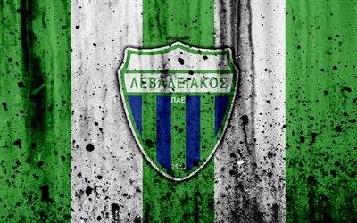Levadiakos FC, 4K, Super Liga Da Gr&#233;cia, grunge, textura de pedra, logo, emblema, Grego futebol clube, Levadia, Gr&#233;cia