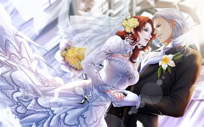 Final Fantasy XIV, Japanese anime, characters, couple