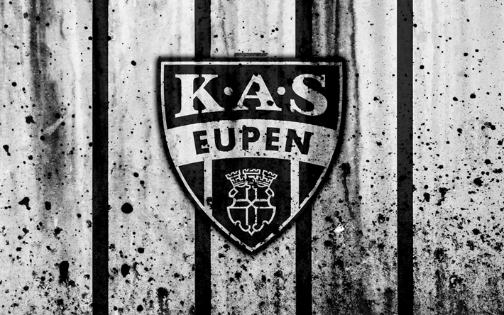 4k, FC Eupen, grunge, ESL Pro Ligi, logo, futbol, futbol kul&#252;b&#252;, Bel&#231;ika, sanat, Eupen, taş doku, Eupen FC