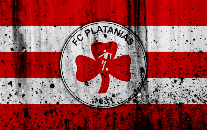 FC Platanias, 4K, اليونان الدوري الممتاز, الجرونج, الحجر الملمس, Platanias شعار, شعار, اليوناني لكرة القدم, Platanias, اليونان