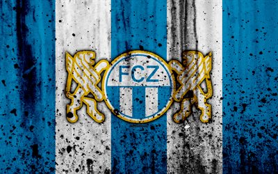 FC Zurigo, 4K, logo, pietra, texture, grunge, Svizzera Super League, di calcio, emblema, Zurigo, Svizzera