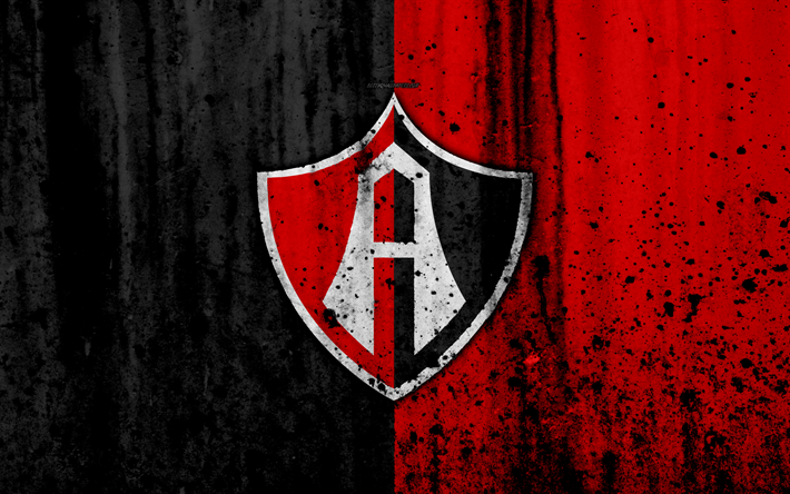 4k, FC Atlas, grunge, Liga MX, soccer, art, Primera Division, football club, Mexico, Atlas, stone texture, Atlas FC