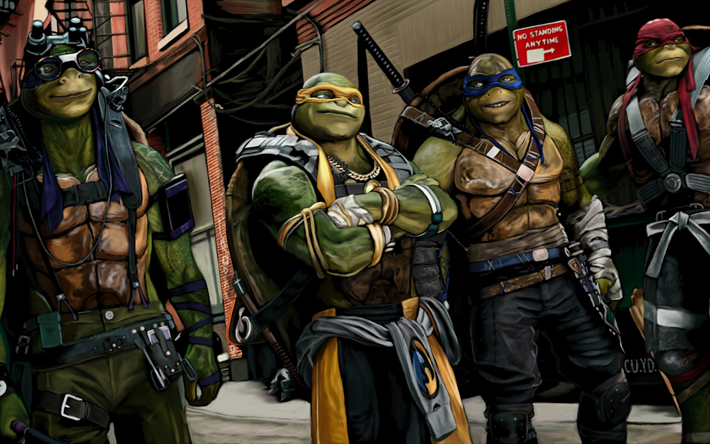 Teenage Mutant Ninja Turtles, los superh&#233;roes, el arte, miguel &#225;ngel, Donatello, Raphael, TMNT
