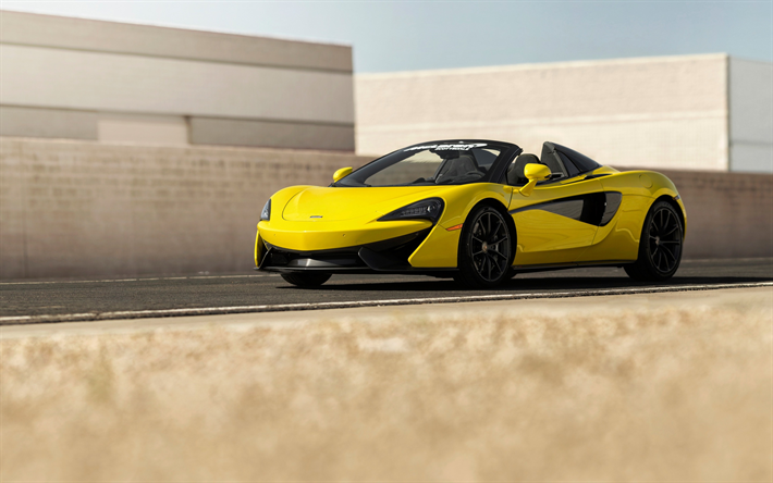 McLaren 570S Ara&#241;a, 2018, amarillo para los coches deportivos, cup&#233; deportivo, Brit&#225;nico de coches de McLaren