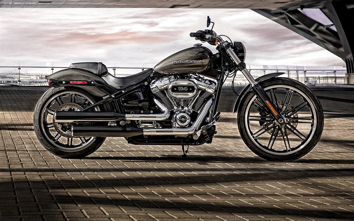 Harley-Davidson Breakout, 2019, Milwaukee-Huit Big Twin 114, &#224; l&#39;ext&#233;rieur, vue de c&#244;t&#233;, de luxe, de moto, american motos, Harley-Davidson