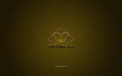 Criciuma EC, Brazilian football club, Serie B, yellow logo, yellow carbon fiber background, football, Criciuma, Brazil, Criciuma EC logo, Criciuma Esporte Clube