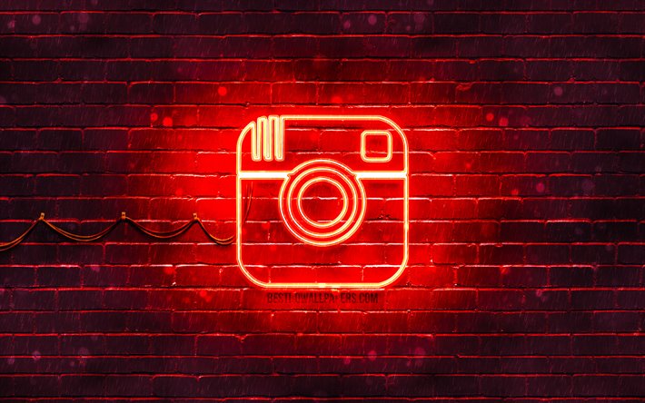 Download Wallpapers Instagram Red Logo 4k Red Brickwall Instagram Logo Brands Instagram Neon Logo Instagram For Desktop Free Pictures For Desktop Free