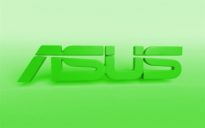 Asus yeşil logo, yaratıcı, yeşil bulanık arka plan, en az, Asus logo, resimler, Asus