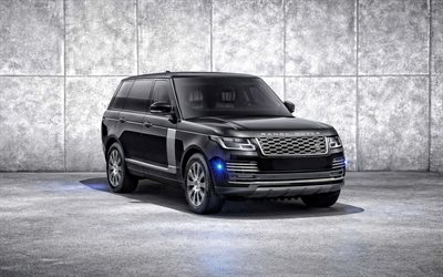 2020, Land Rover, Range Rover Sentinel, Luxury SUV, front view, exterior, black SUV, british cars, new black Range Rover