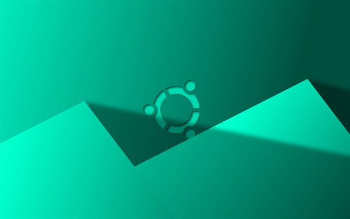 Ubuntu turquoise logo, 4k, cr&#233;atif, Linux, turquoise, mat&#233;riau conception, logo Ubuntu, marques, Ubuntu