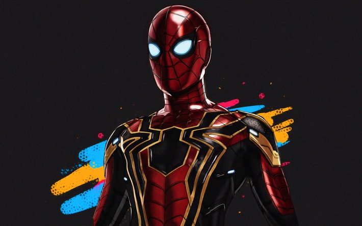 Spiderman, grunge konst, 4k, Spider-Man, &#228;ventyr, superhj&#228;ltar, tecknad Spiderman, fan art, Spiderman 4K