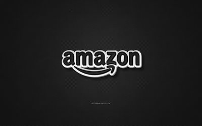 Amazon l&#228;der logotyp, svart l&#228;der konsistens, emblem, Amazon, kreativ konst, svart bakgrund, Amazon logotyp
