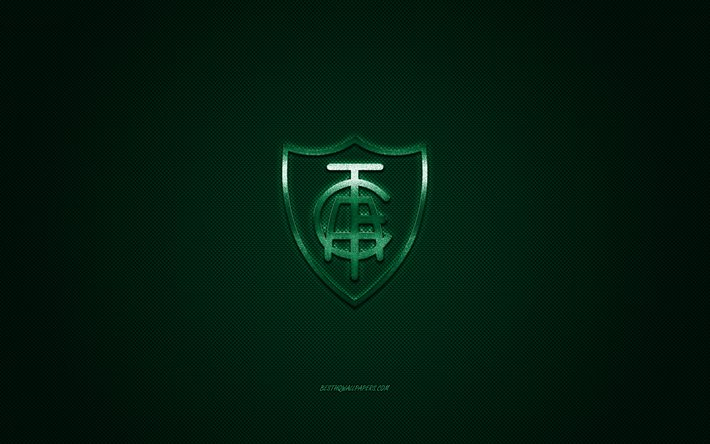America Mineiro, Brazilian football club, Serie B, green logo, green carbon fiber background, football, Belo Horizonte, Brazil, America Mineiro logo, America Futebol Clube, America MG