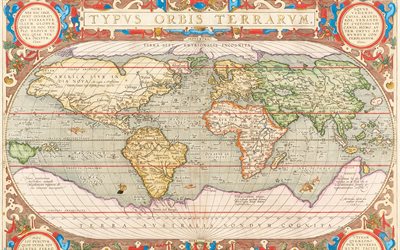 Antiguo mapa del mundo, mapa de los continentes, el mapa de la Tierra, mapas antiguos, retro, mapa, mapa mundial de los conceptos