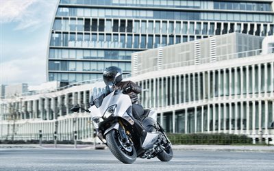 Yamaha T-Max DX, 4k, 2019 bikes, rider on motorcycle, 2019 Yamaha T-Max, japanese motorcycles, Yamaha